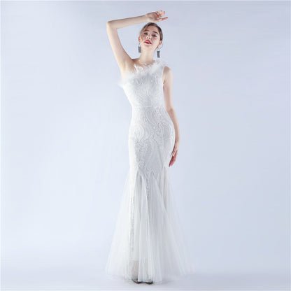Mesh Sequined Formal Dress