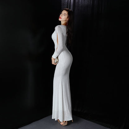 Sleeve Sequin Formal Dress