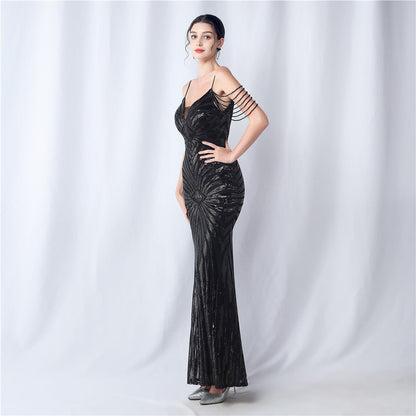 Beaded Halter Formal Dress