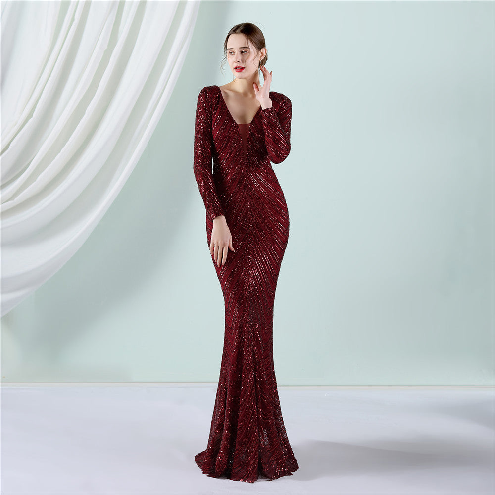 Sequined Fishtail Formal Dress