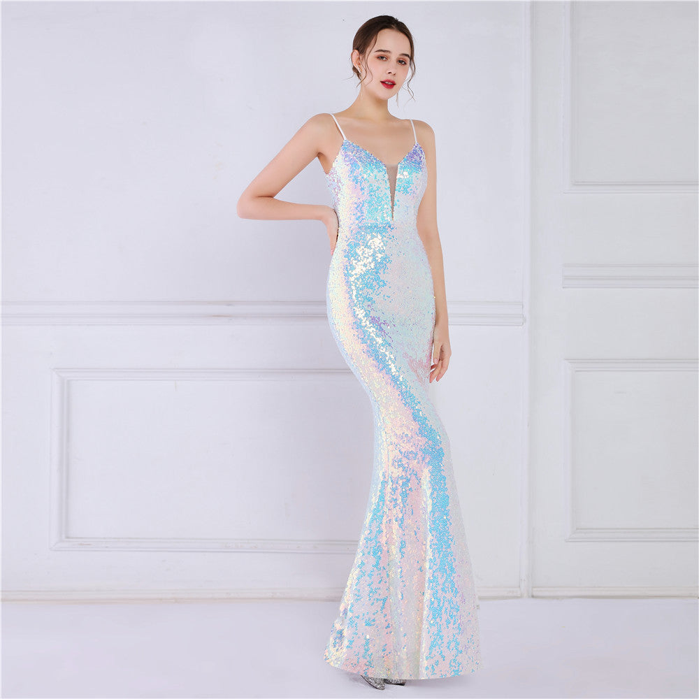 Beaded Position Flower Formal Dress
