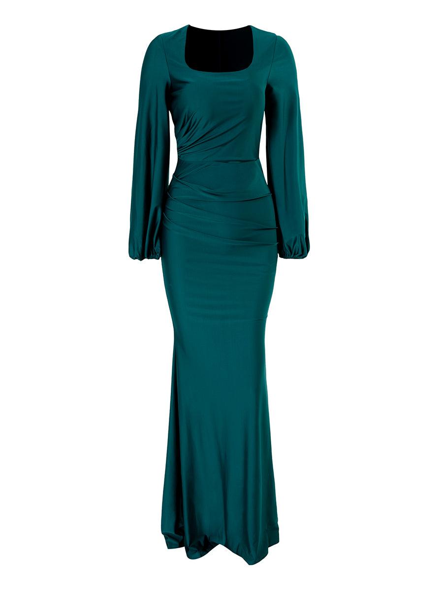 Bishop Sleeve Square Neck Mermaid Prom Dress