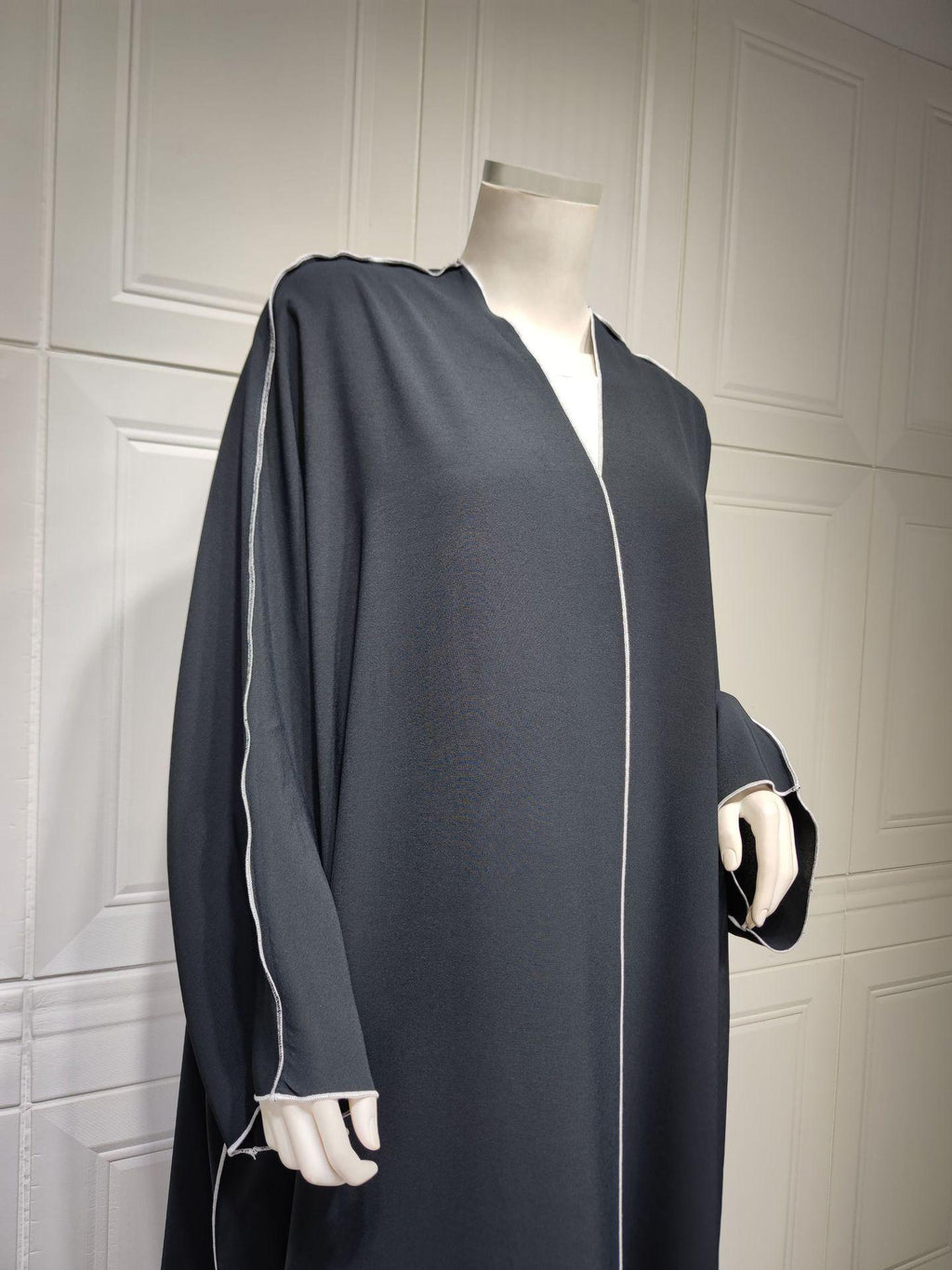 White Panelled Abaya Robe