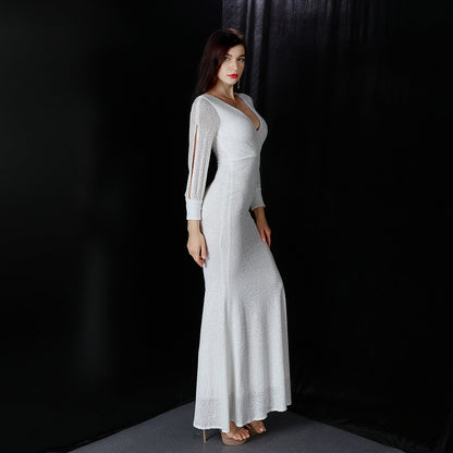 Sleeve Sequin Formal Dress