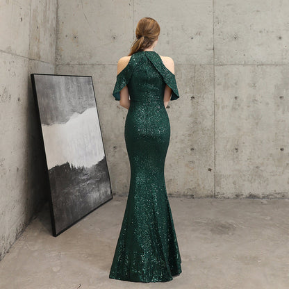 Short Sleeve Sequin Formal Dress