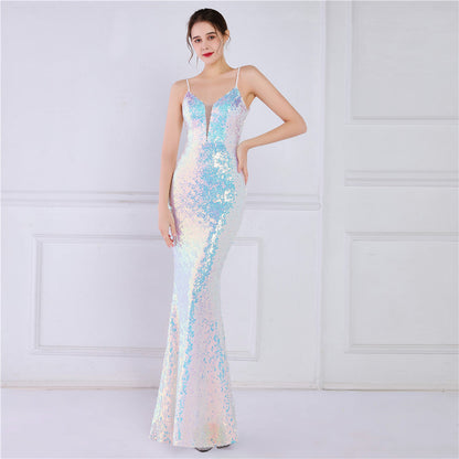 Beaded Position Flower Formal Dress