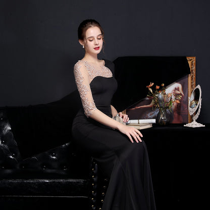 Lace Rhinestone Formal Dress