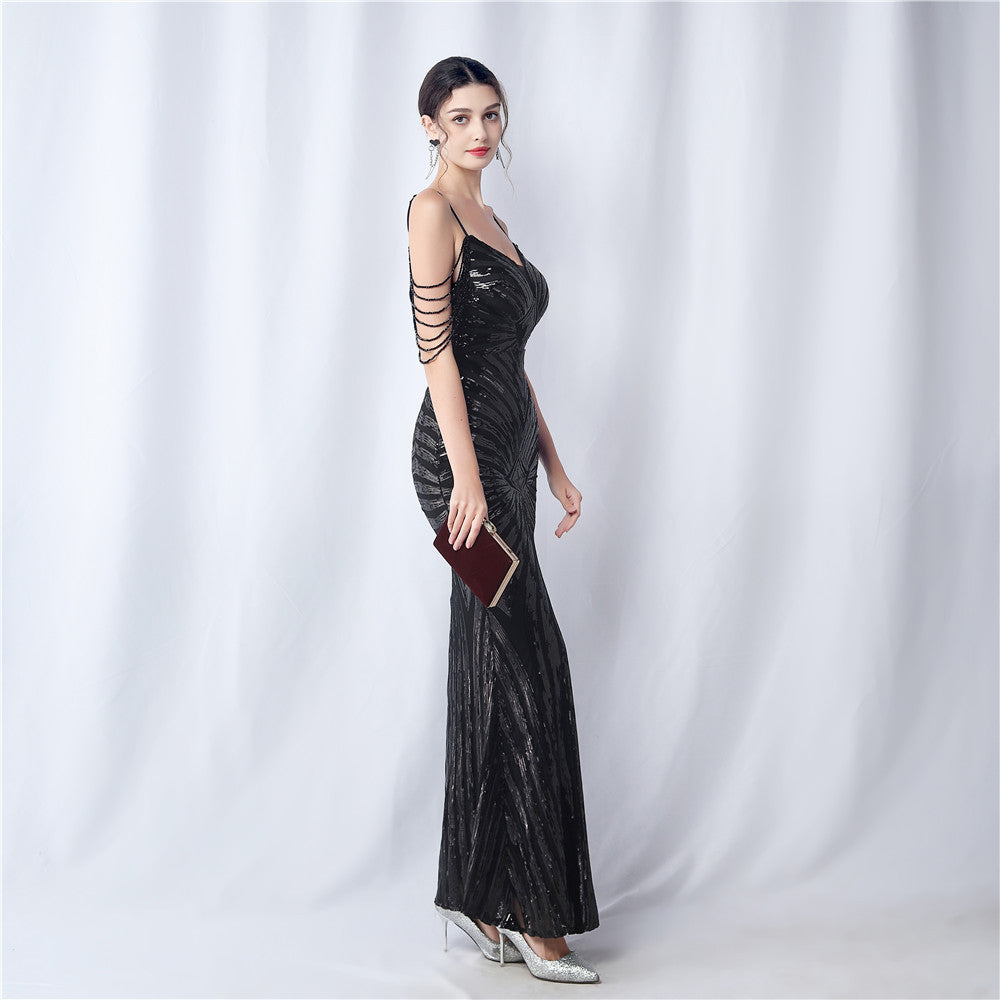 Beaded Halter Formal Dress