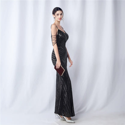 Beaded Halter Formal Dress