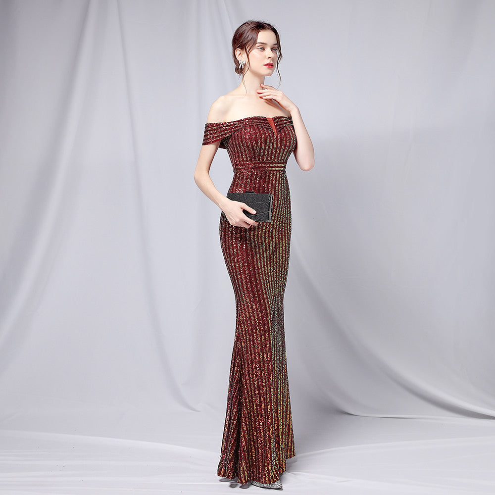 Off The Shoulder Fishtail Formal Dress