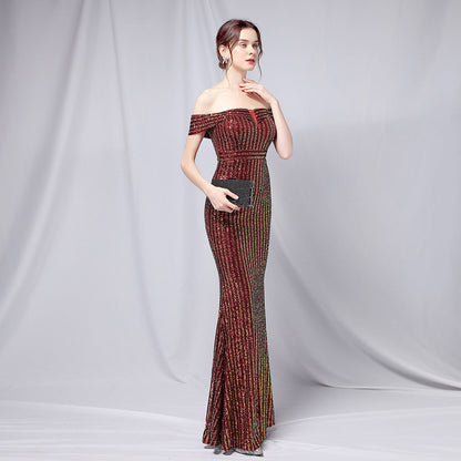 Off The Shoulder Fishtail Formal Dress