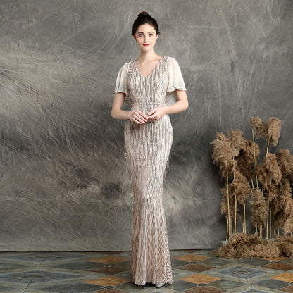 Silk Fringe Beaded Formal Dress