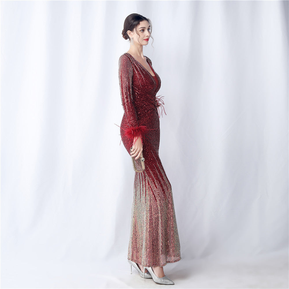 Ostrich Gradient Formal Dress