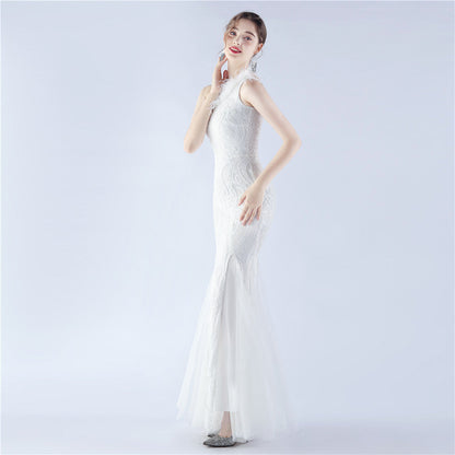 Mesh Sequined Formal Dress