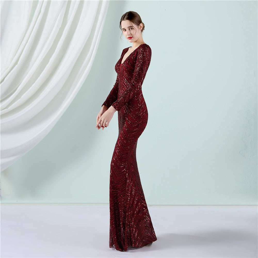 Sequined Fishtail Formal Dress