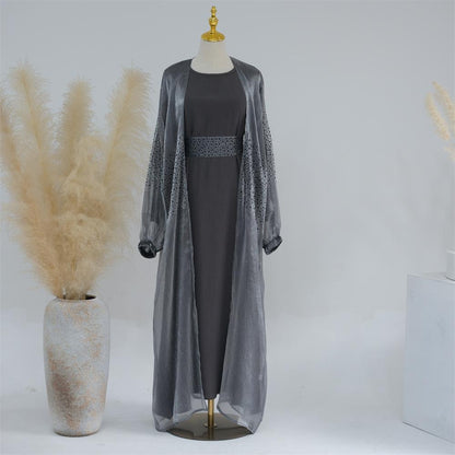 3 Pcs Set Cardigan+Inner Dress+Hijab