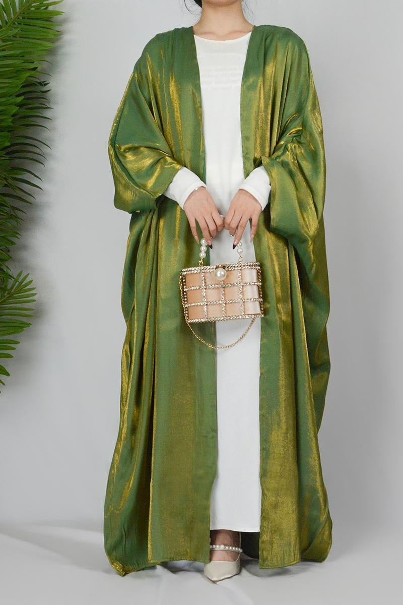 Muslim Fashion Shiny Silk Bat Sleeves Robe