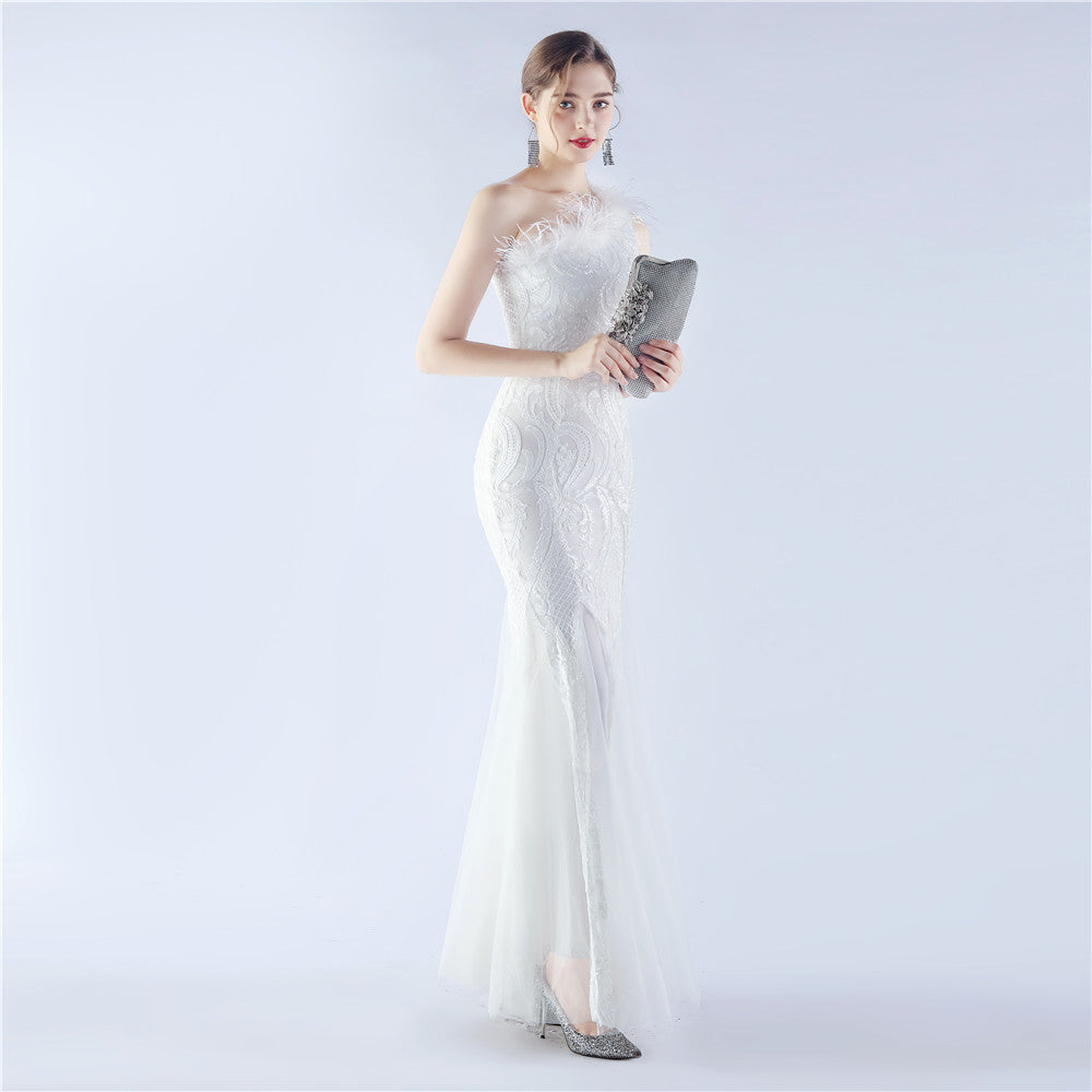 Mesh Sequined Formal Dress