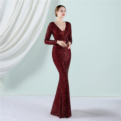 Sequined Fishtail Formal Dress