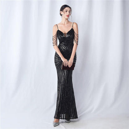 Beaded Halter Formal Dress