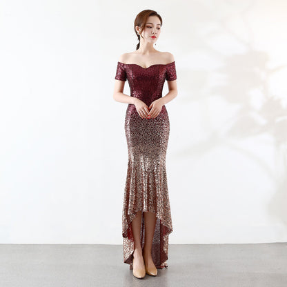 Gradient Beaded Formal Dress