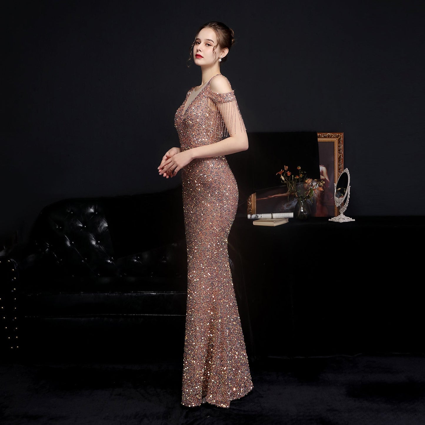 Illusion Beaded Formal Dress