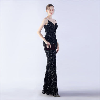 Azura Long Spaghetti Strap Evening Formal Gown