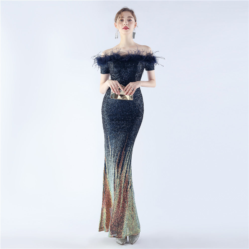 Mireille Off Shoulder High-End Evening Formal Dress