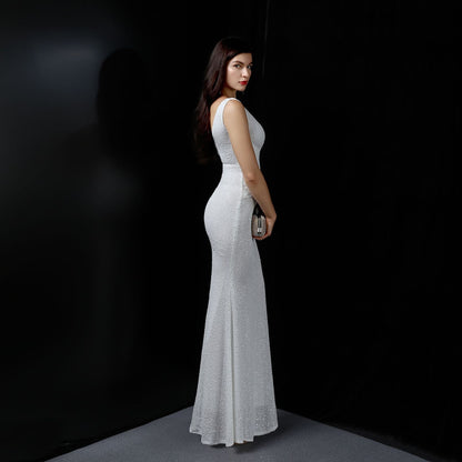 Long Sleeveless Sequin Formal Dress