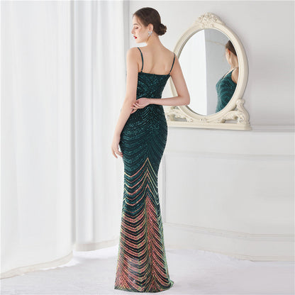 Wave Gradient Beaded Formal Dress