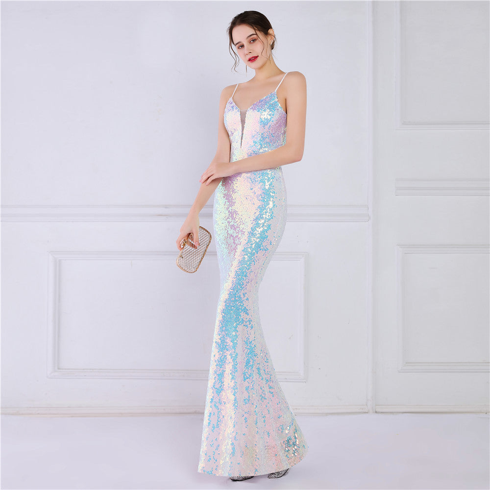 Beaded Position Flower Formal Dress