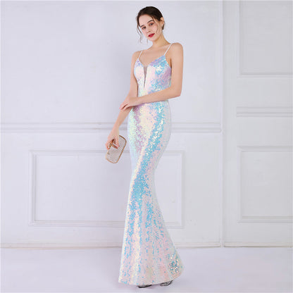 Beaded Position Flower Formal Dress