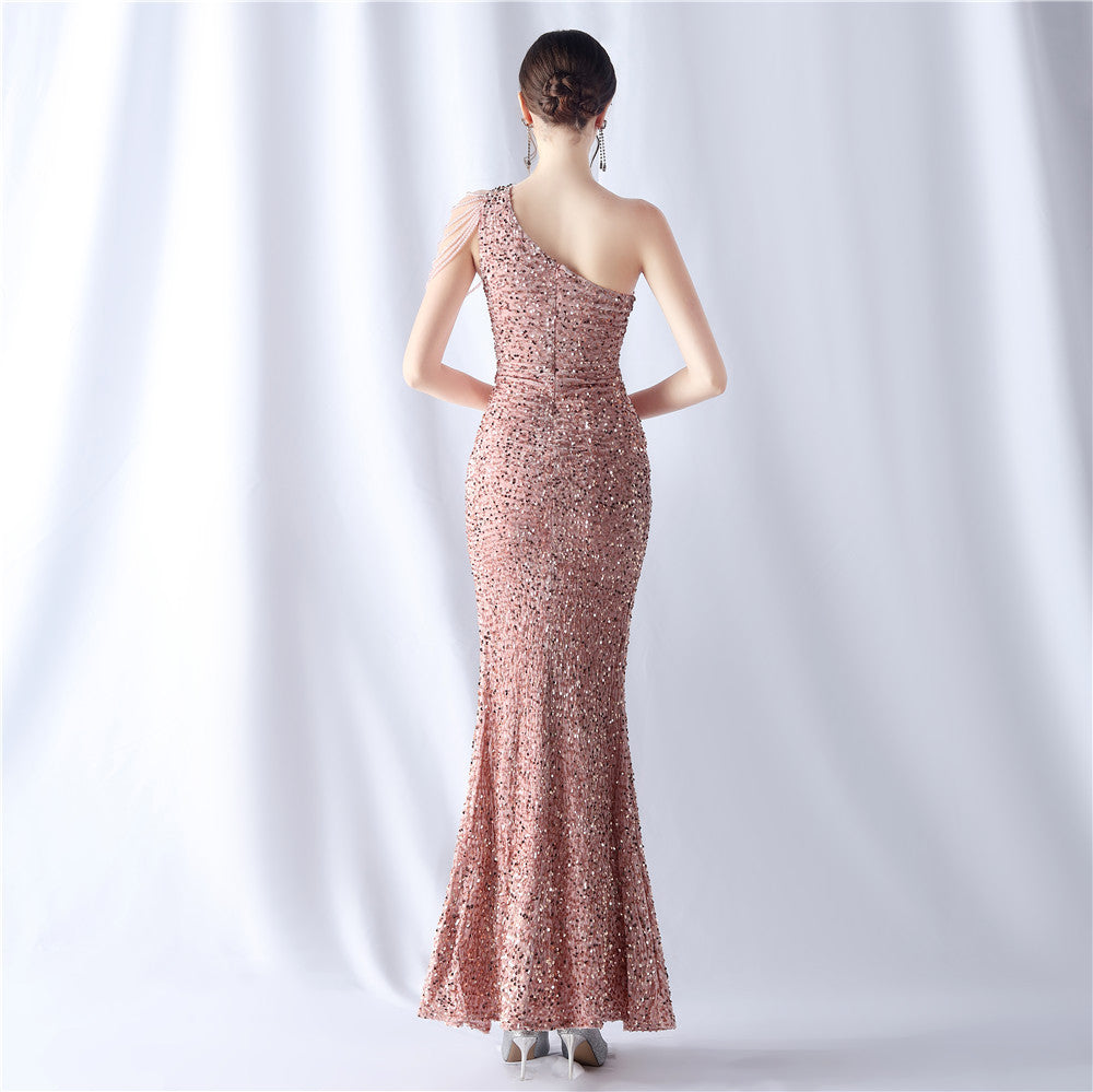 Abito formale con perline e retro in velluto 