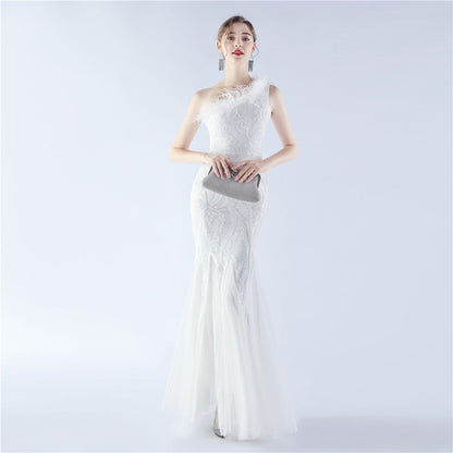Mesh Sequined Formal Dress