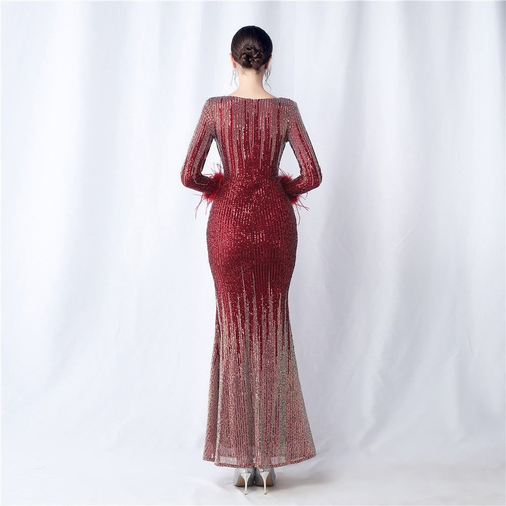 Ostrich Gradient Formal Dress