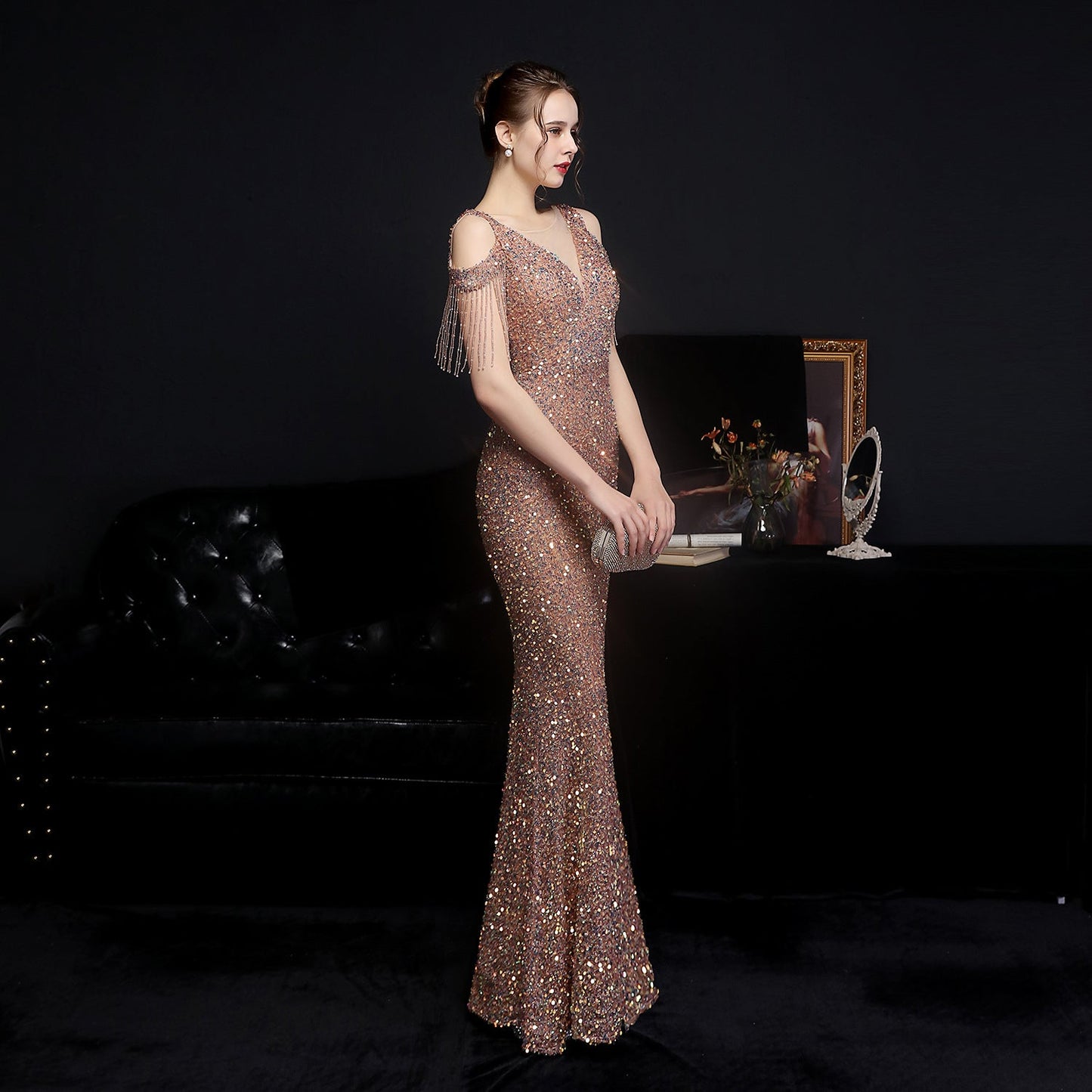 Illusion Beaded Formal Dress