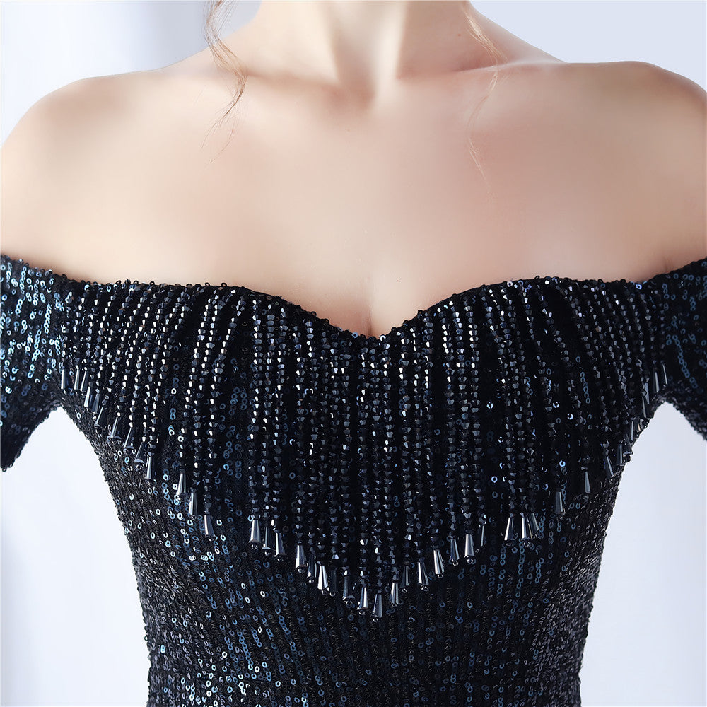 Gradient Beaded Formal Dress
