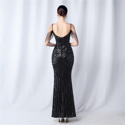 Beaded Halter Formal Dress