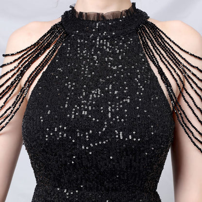 Beaded Hip Wrap Formal Dresses