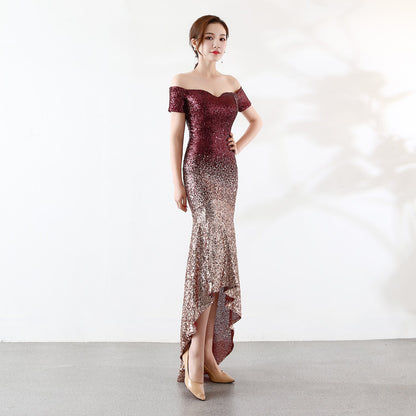 Gradient Beaded Formal Dress