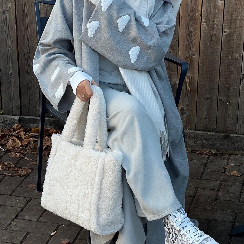 Cloud Embroidered Elegant Cardigan Robe