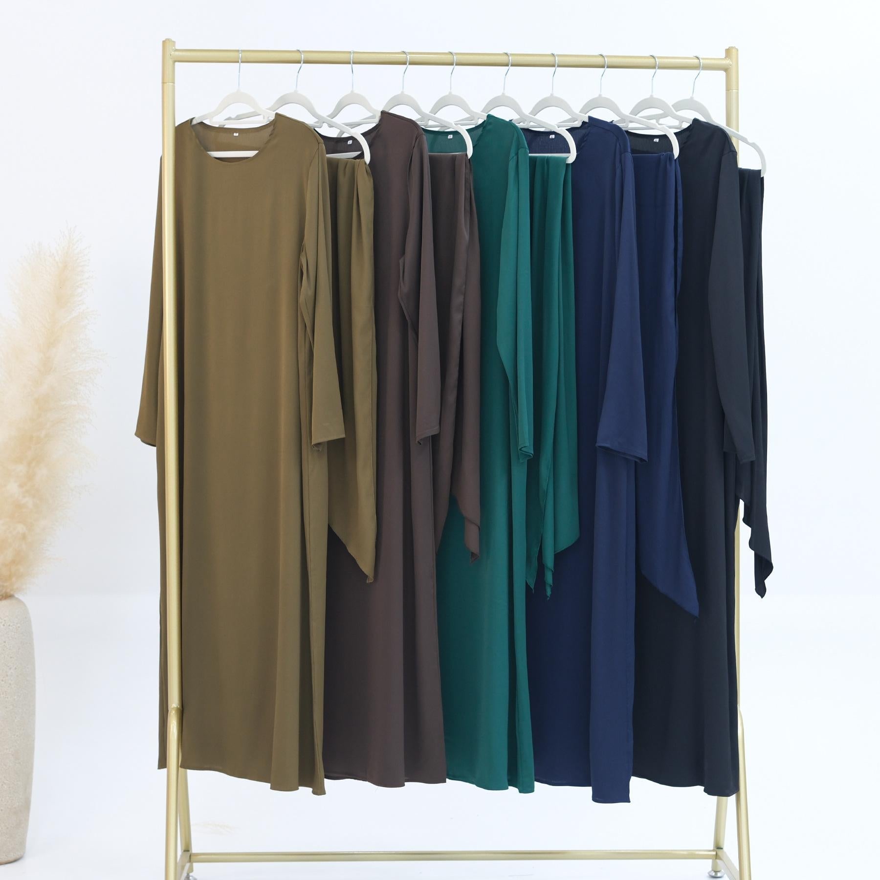 3pcs Set Satin Cardigan+Inner Dress+Special Belt