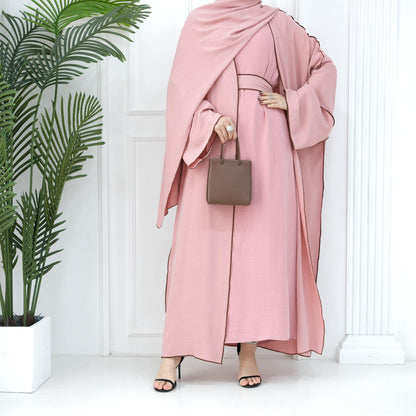3pcs Set Cardigan+without Sleeves Inner Dress+Hijab