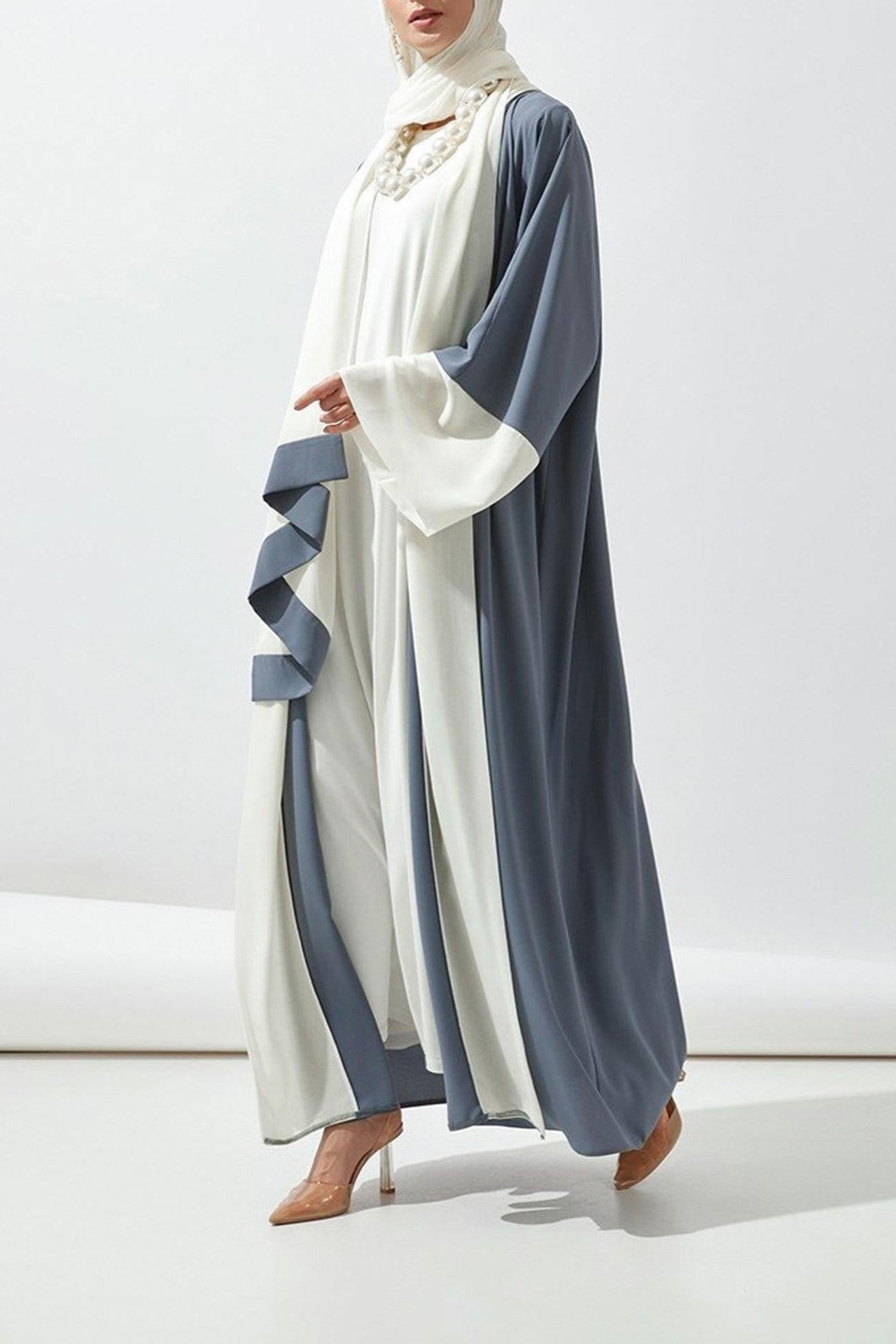 2pcs Set Nidha Medium Length Abaya and Headscarf (UK4-UK28,5'3-5'7)