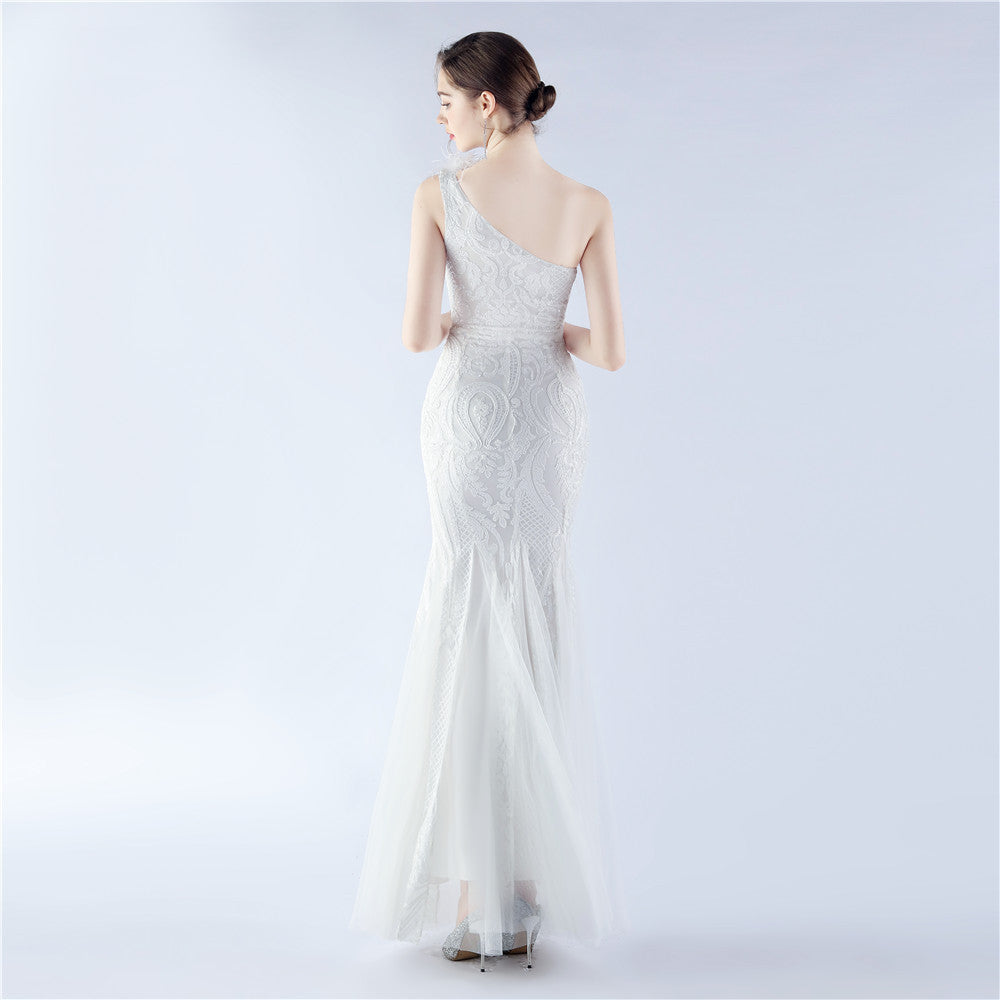 Mesh Sequined Formal Dress