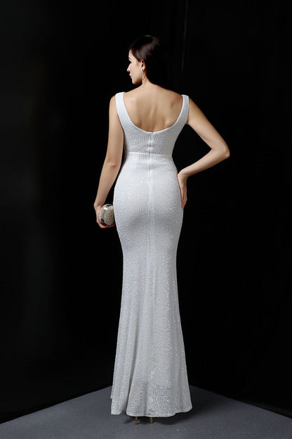 Long Sleeveless Sequin Formal Dress