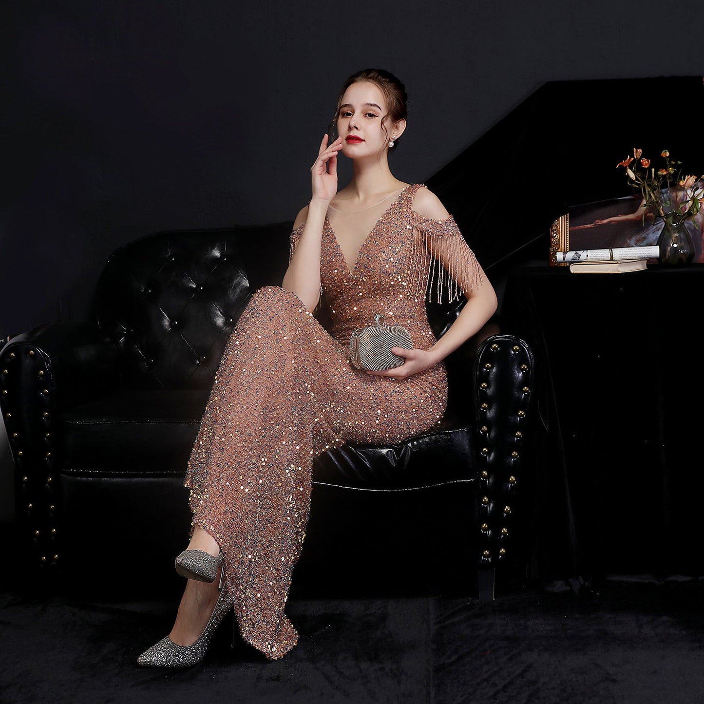 Illusion Beaded Formal Dress