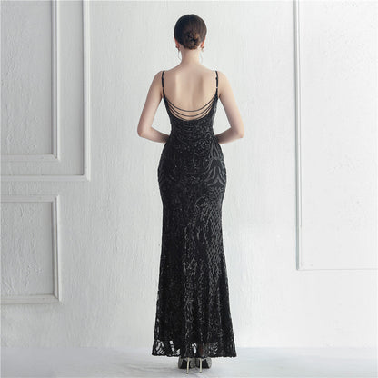 Positioned Floral Beaded Formal Dress