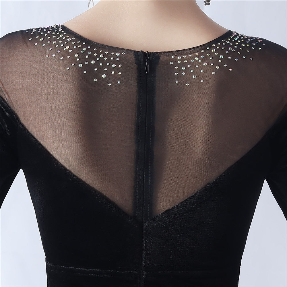 Abito formale in velluto con strass sfumati