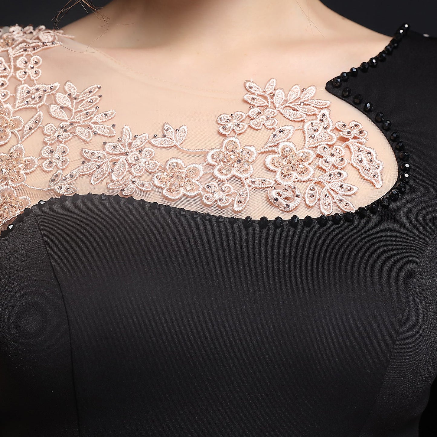 Lace Rhinestone Formal Dress